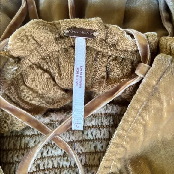 Free People Gold Velvet Long Sleeve Dress - Picture 4 of 4